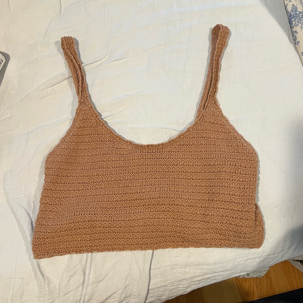 Aerie Summer Nights Cropped Tank Top Brown SIZE M